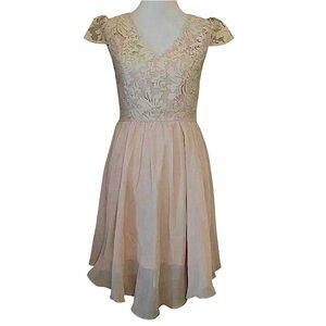 Beige Chiffon Embroidered Bodice Party Dress Modcloth Marineblu Bridgerton Fairy